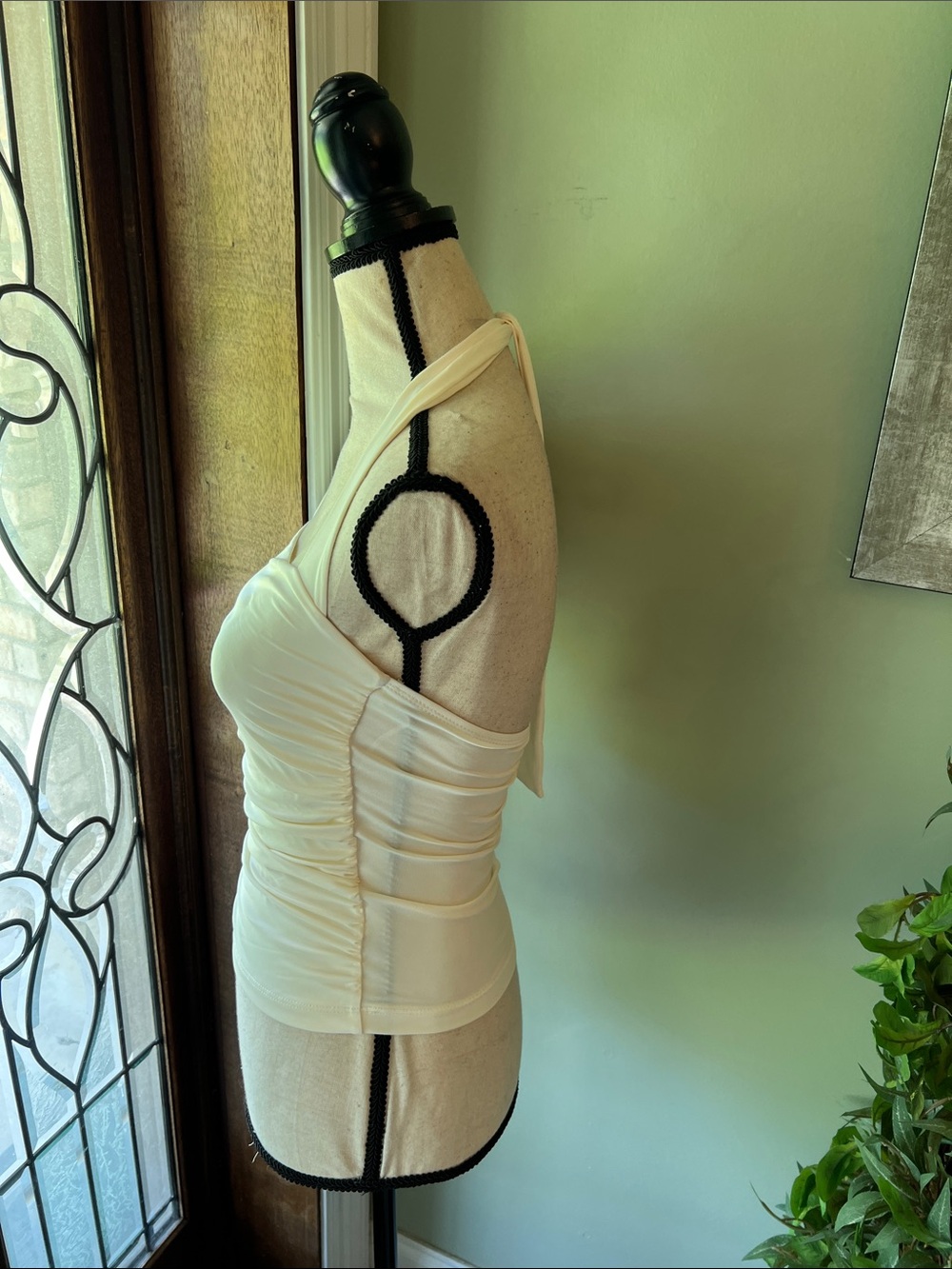 Cream Halter Ruched Tank - Picture 3 of 7